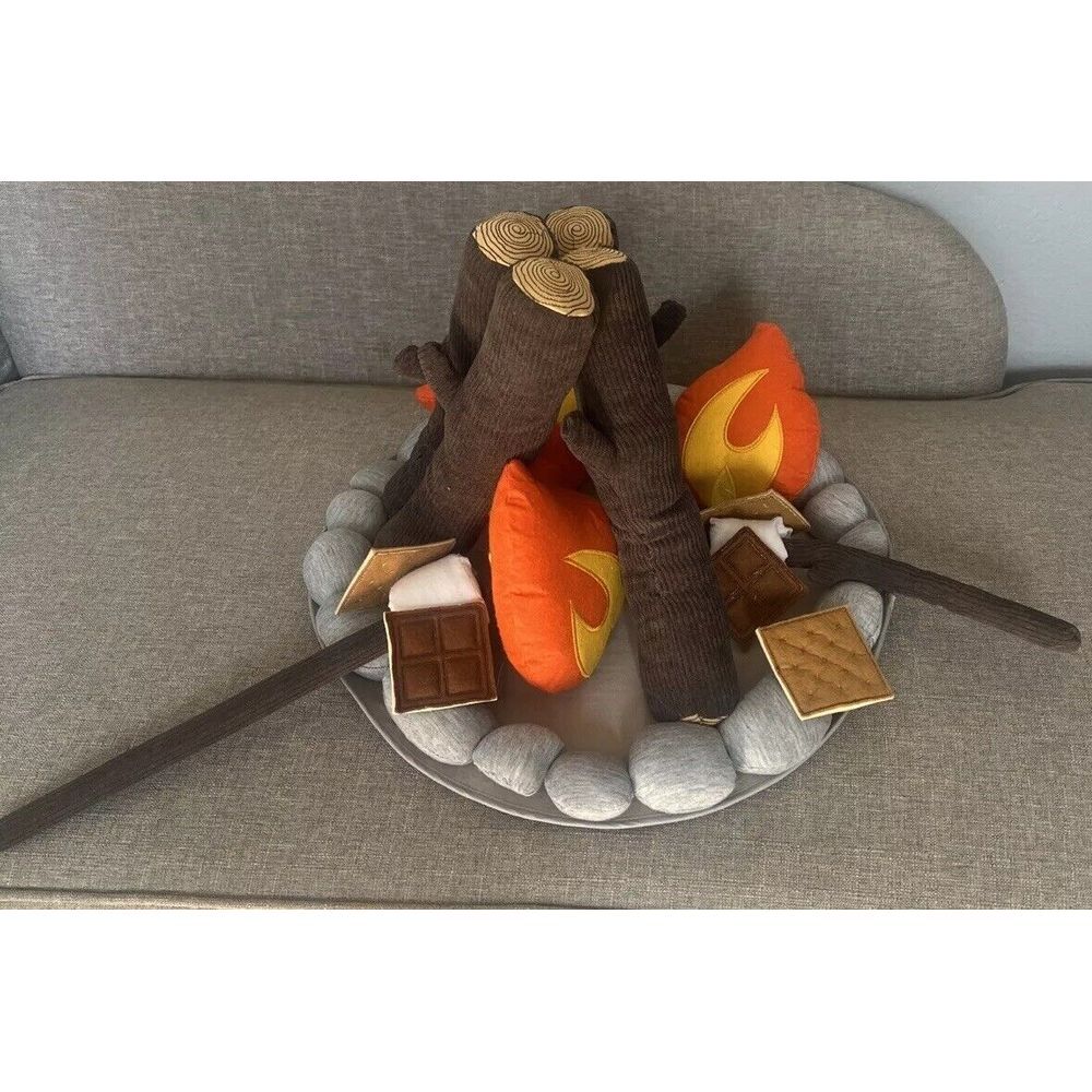 Hearthsong Plush Pretend Campfire Set Smores Marshmallows Flame Camping Tent